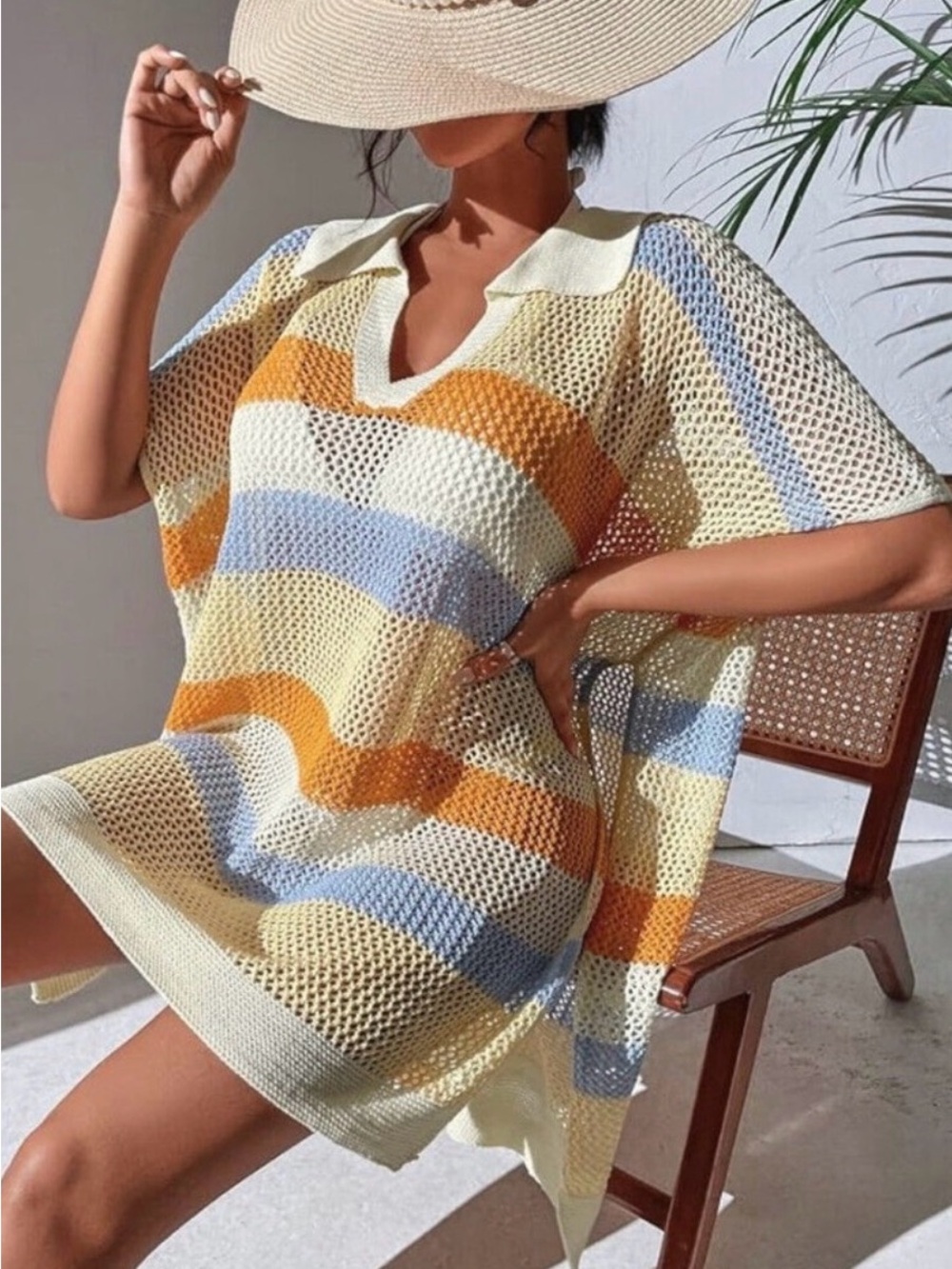 Free People Striped Multicolor Crochet Swim Cover-Up $178